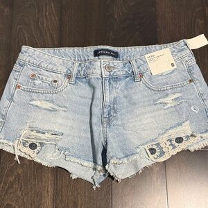 Aeropostale Women's Distressed Light Blue Jean Shorts